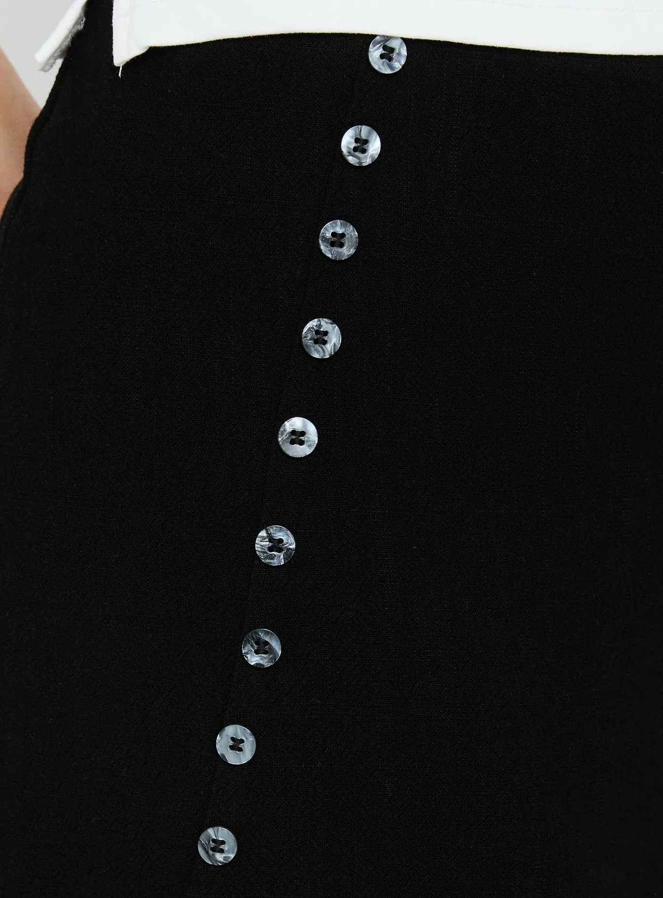 Leonelle Asymmetrical Button Mini Skirt Black sold by Princess Polly product image thumbnail 5