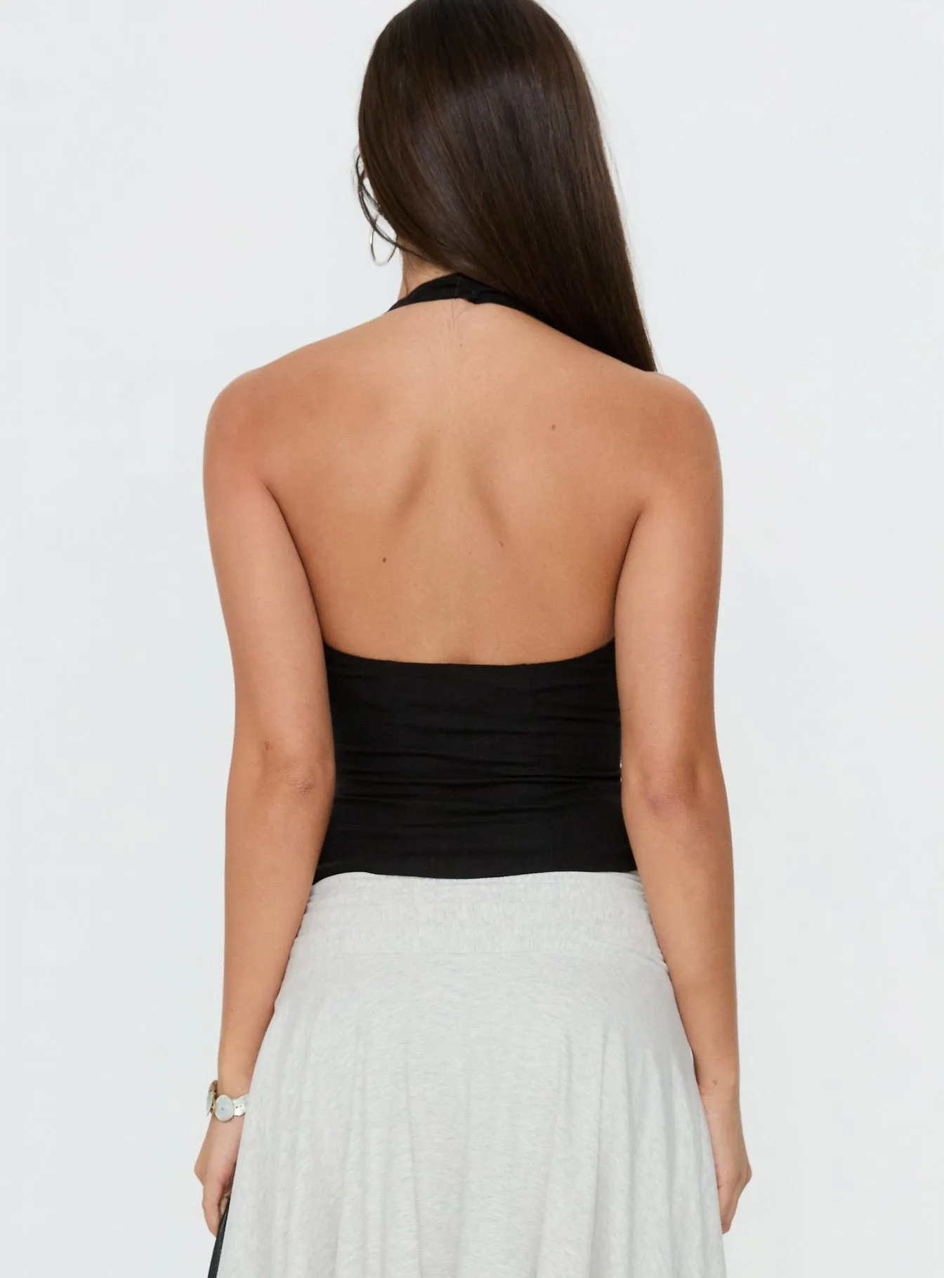 No Pressure Lace Trim Halter Top Black sold by Princess Polly product image thumbnail 4