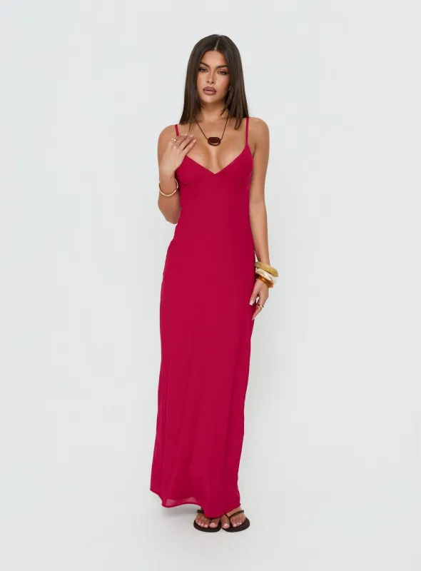 Glass Half Full Mesh Maxi Dress Electric Fuschia made by Princess Polly