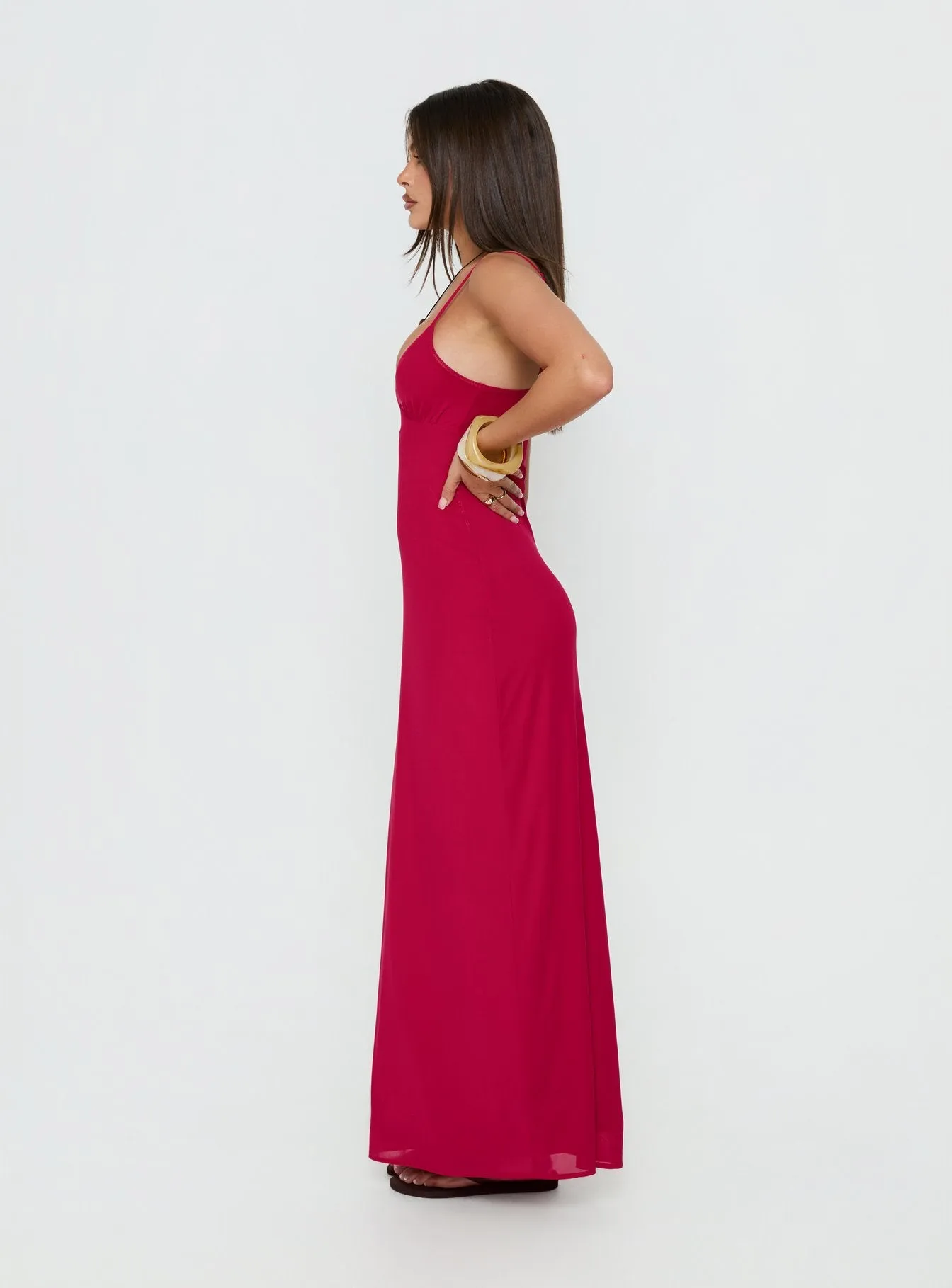 Glass Half Full Mesh Maxi Dress Electric Fuschia sold by Princess Polly product image thumbnail 3