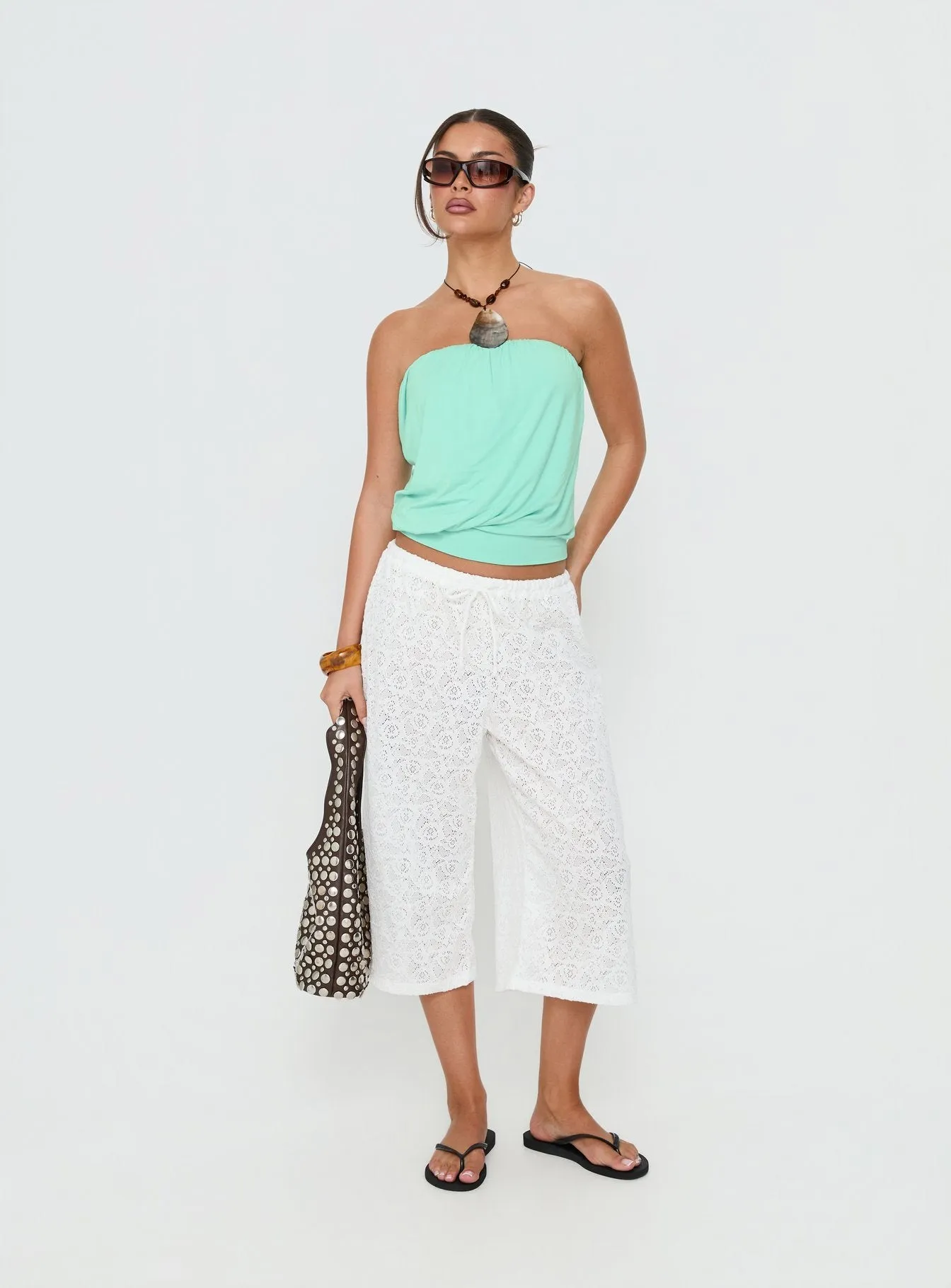 Taleisa Gathered Drape Strapless Top Aqua sold by Princess Polly product image thumbnail 3