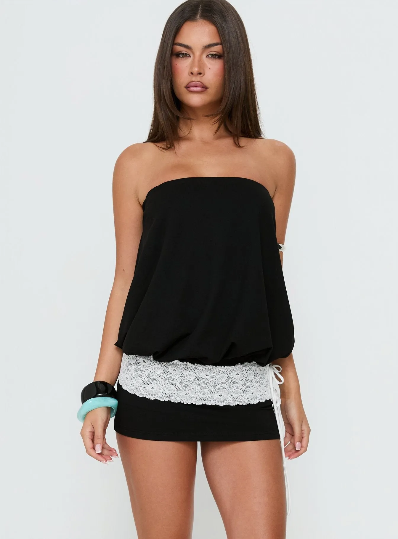 Calina Strapless Romper Black sold by Princess Polly product image thumbnail 2