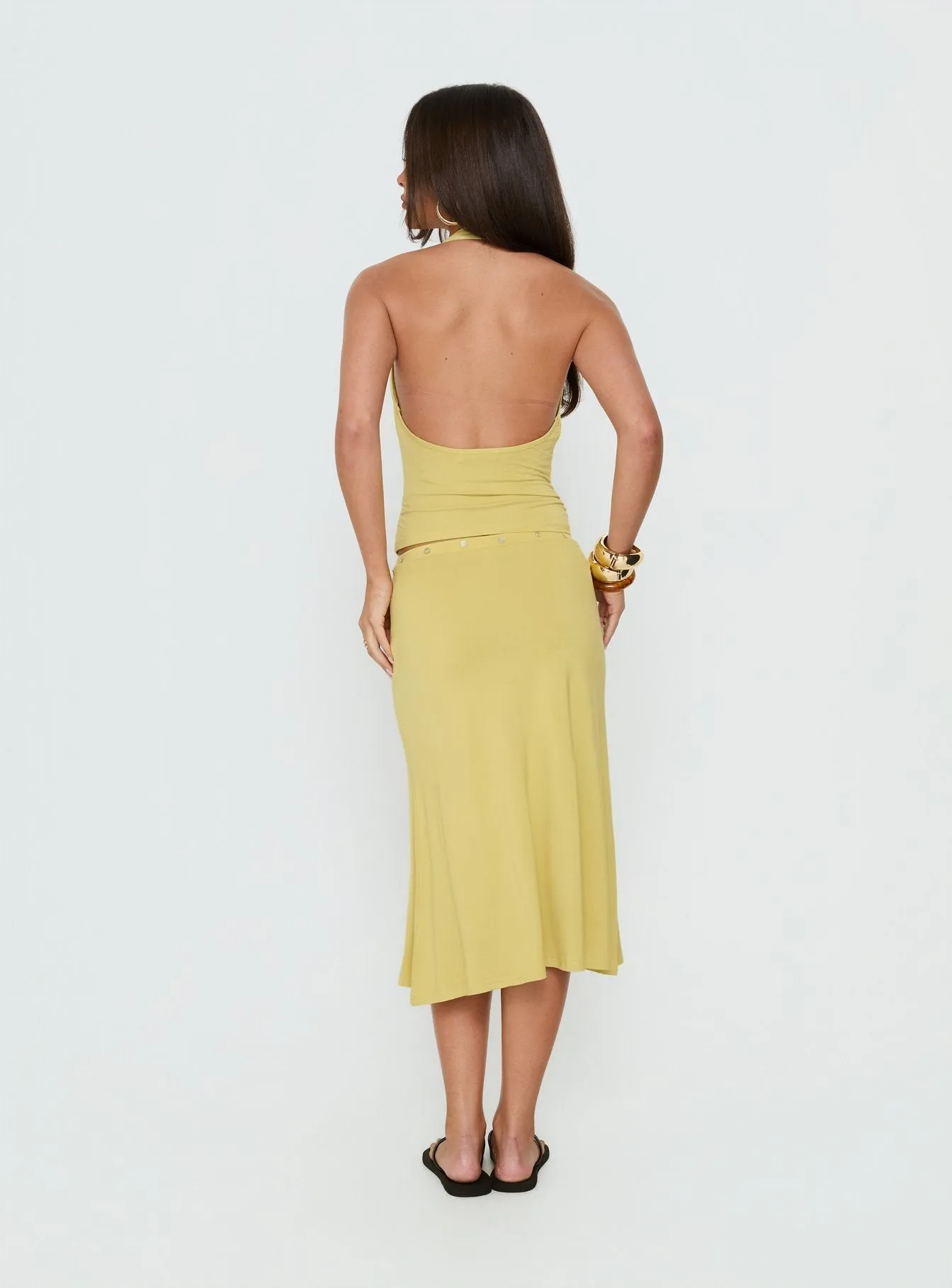 Esperia Button Midi Skirt Green sold by Princess Polly product image thumbnail 5