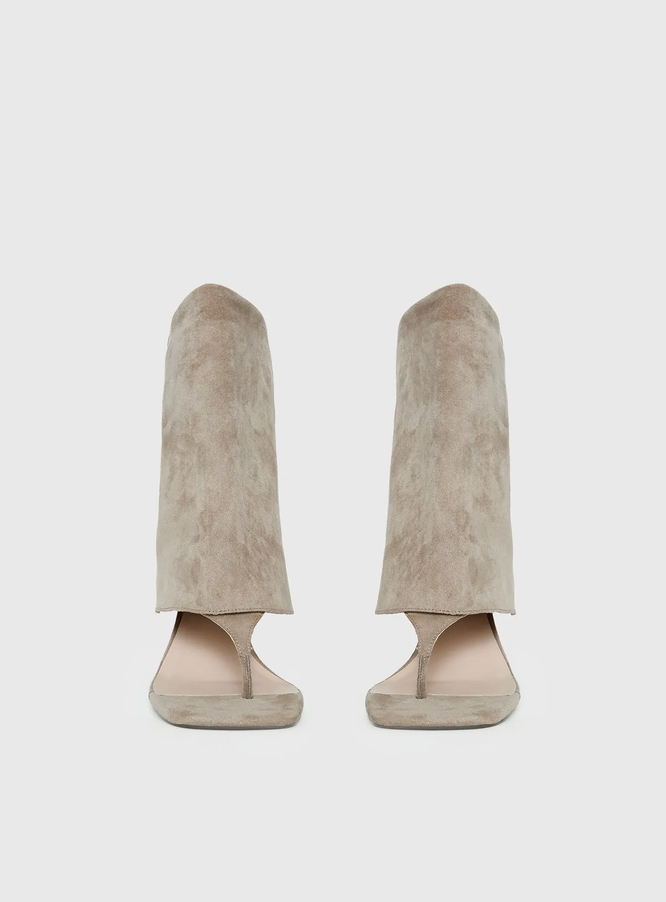 Catch The Light Faux Suede Open Toe Boots Tan sold by Princess Polly product image thumbnail 3