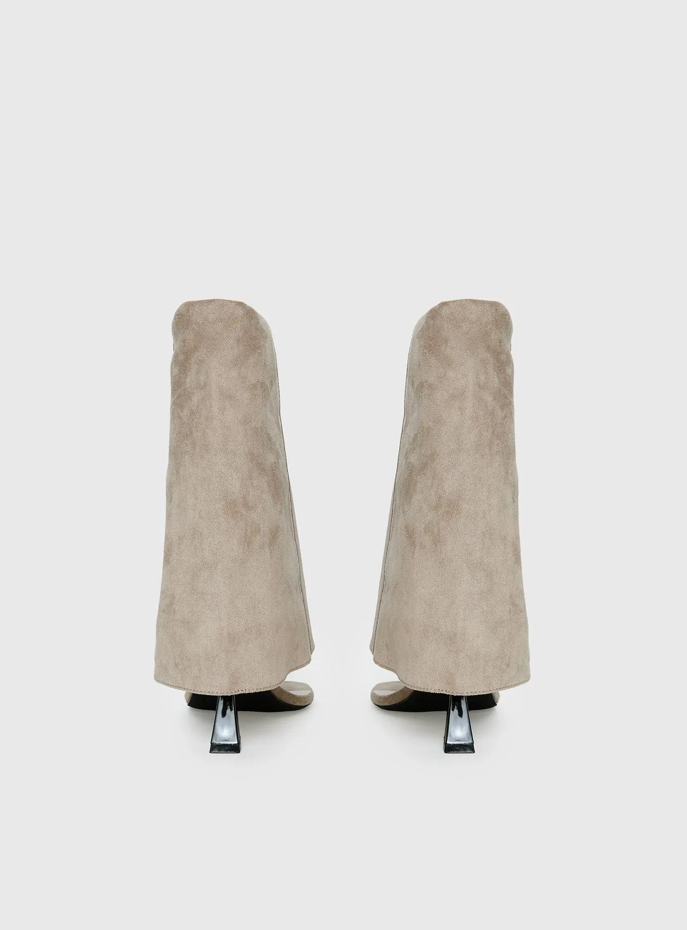 Catch The Light Faux Suede Open Toe Boots Tan sold by Princess Polly product image thumbnail 4