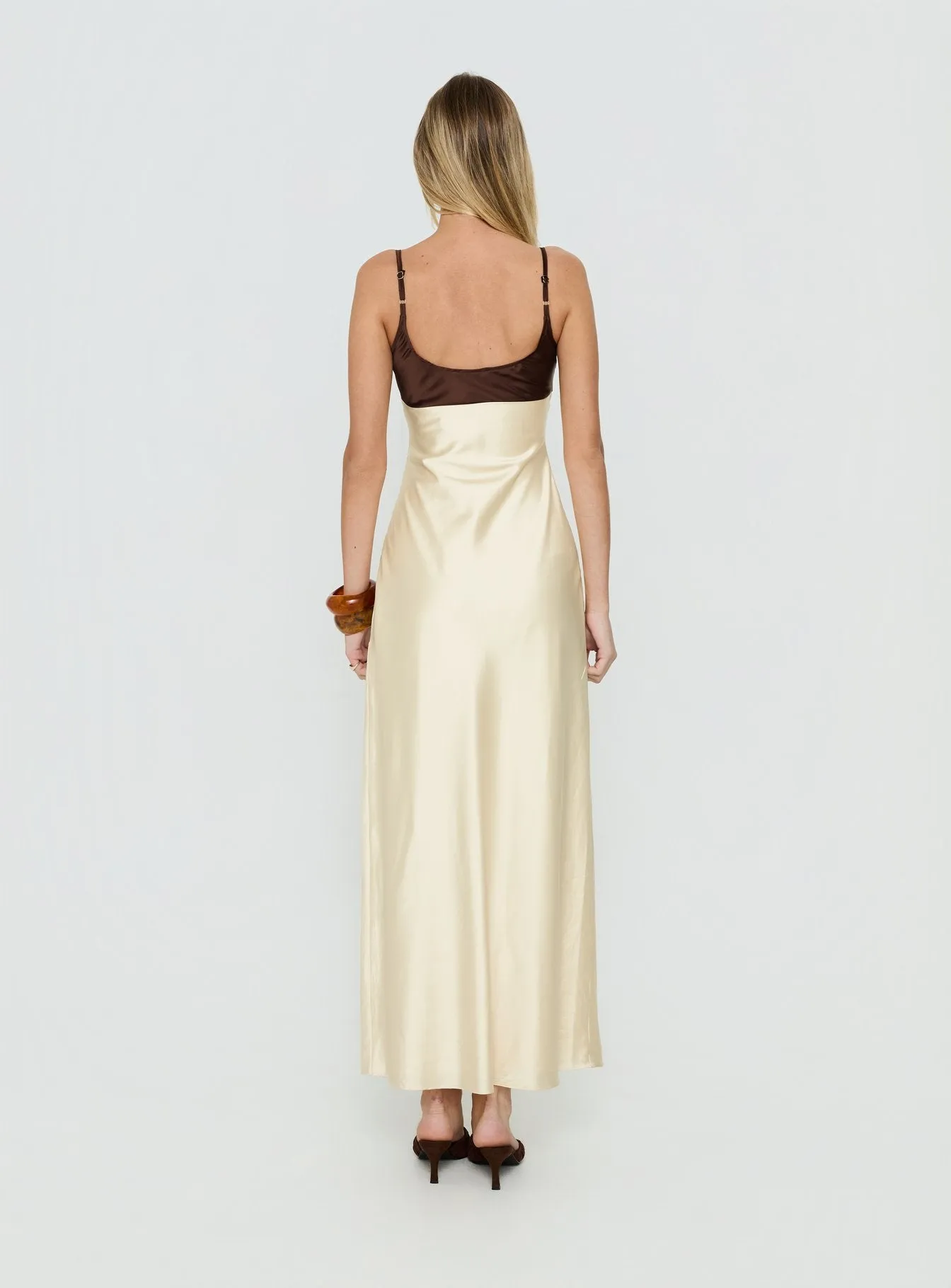 Odyessa V Neck Maxi Dress Brown / Yellow sold by Princess Polly product image thumbnail 4