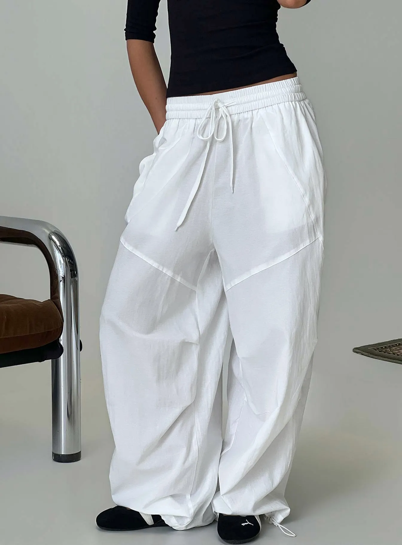 Mankind Baggy Cargo Pants White sold by Princess Polly