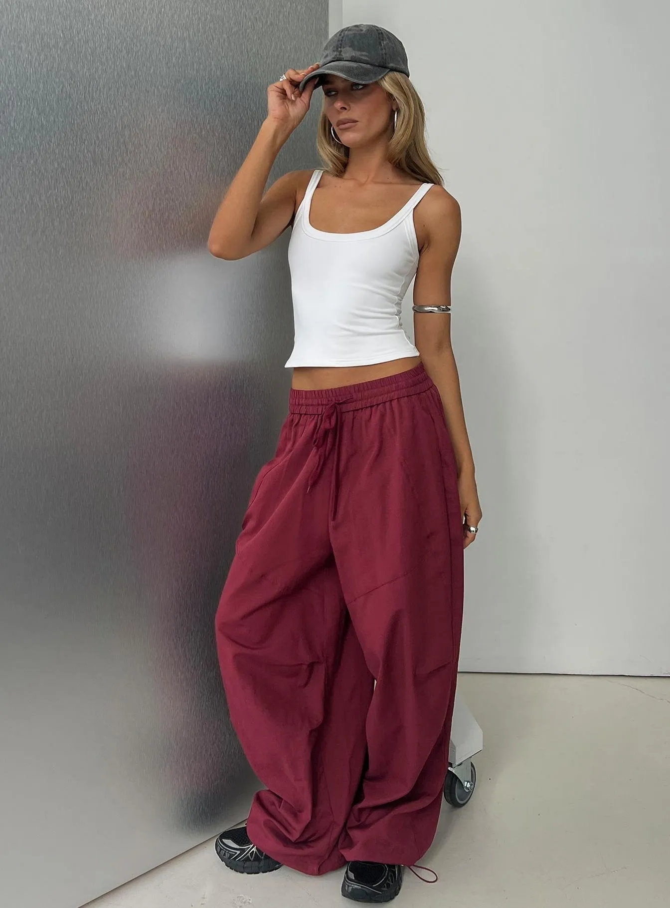 Mankind Baggy Cargo Pants Red sold by Princess Polly