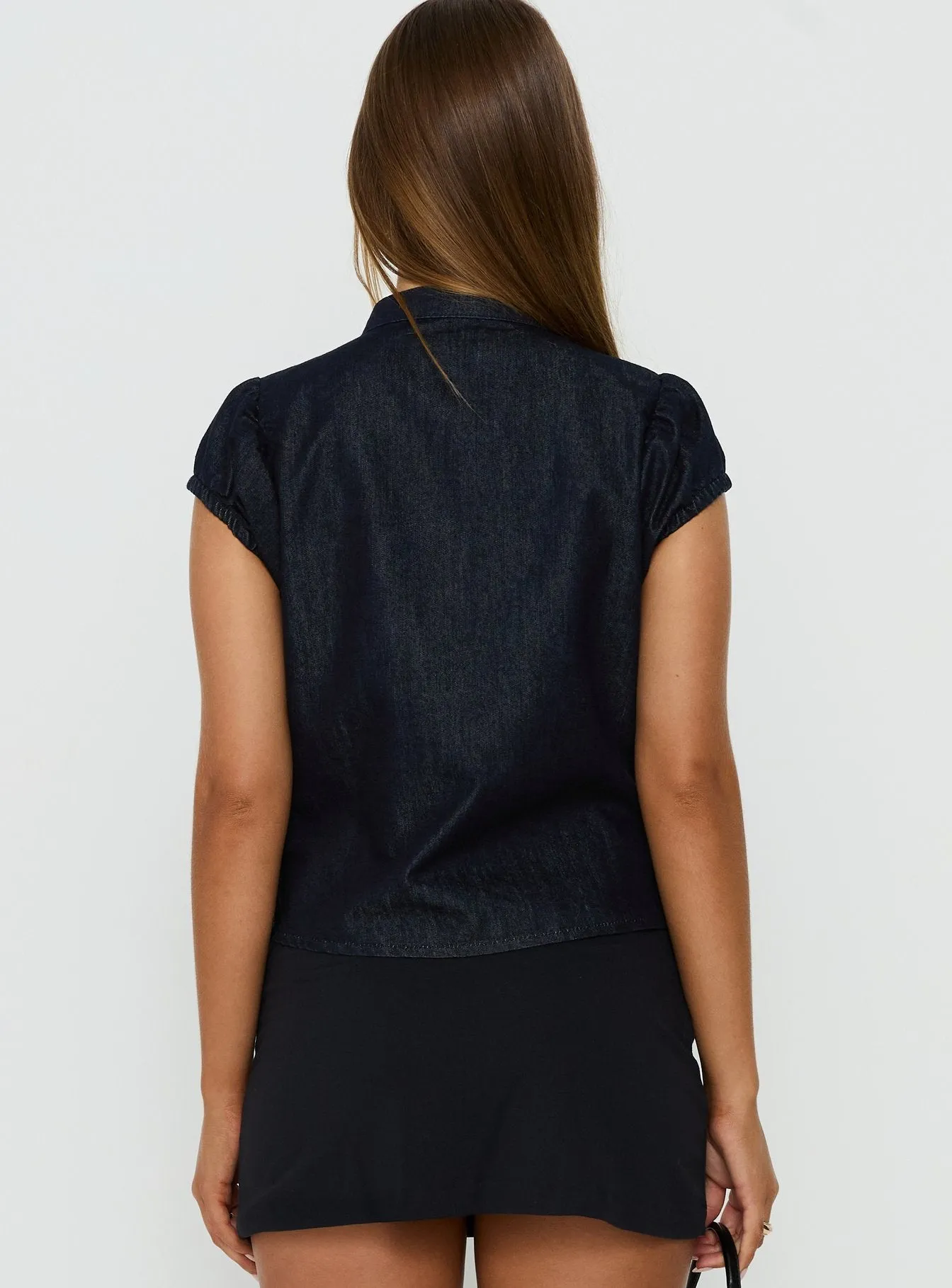 Alnira Cap Sleeve Denim Top Indigo sold by Princess Polly product image thumbnail 4