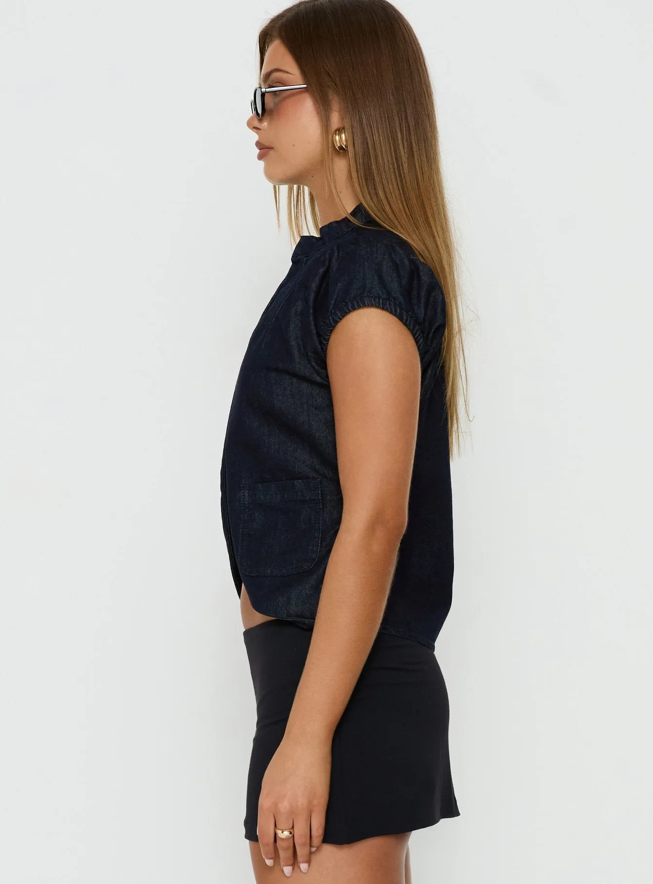 Alnira Cap Sleeve Denim Top Indigo sold by Princess Polly product image thumbnail 3