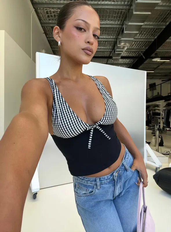 Kary Top Black Gingham made by Princess Polly