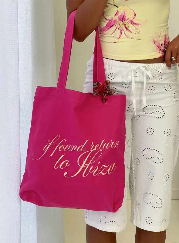 Return To Ibiza Tote Bag Pink made by Princess Polly