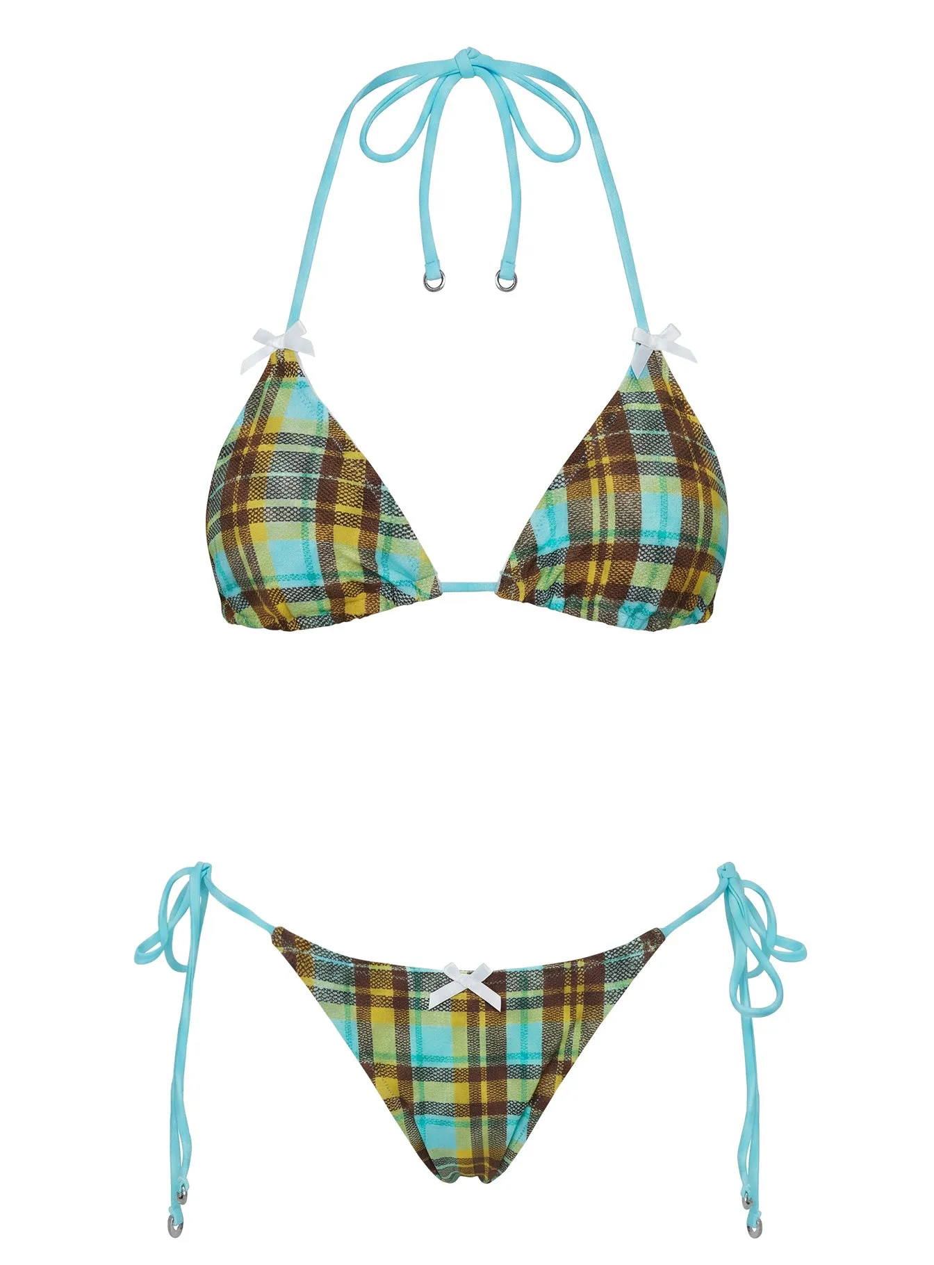 Jenner Triangle Bikini Top Blue Check Multi sold by Princess Polly product image thumbnail 5