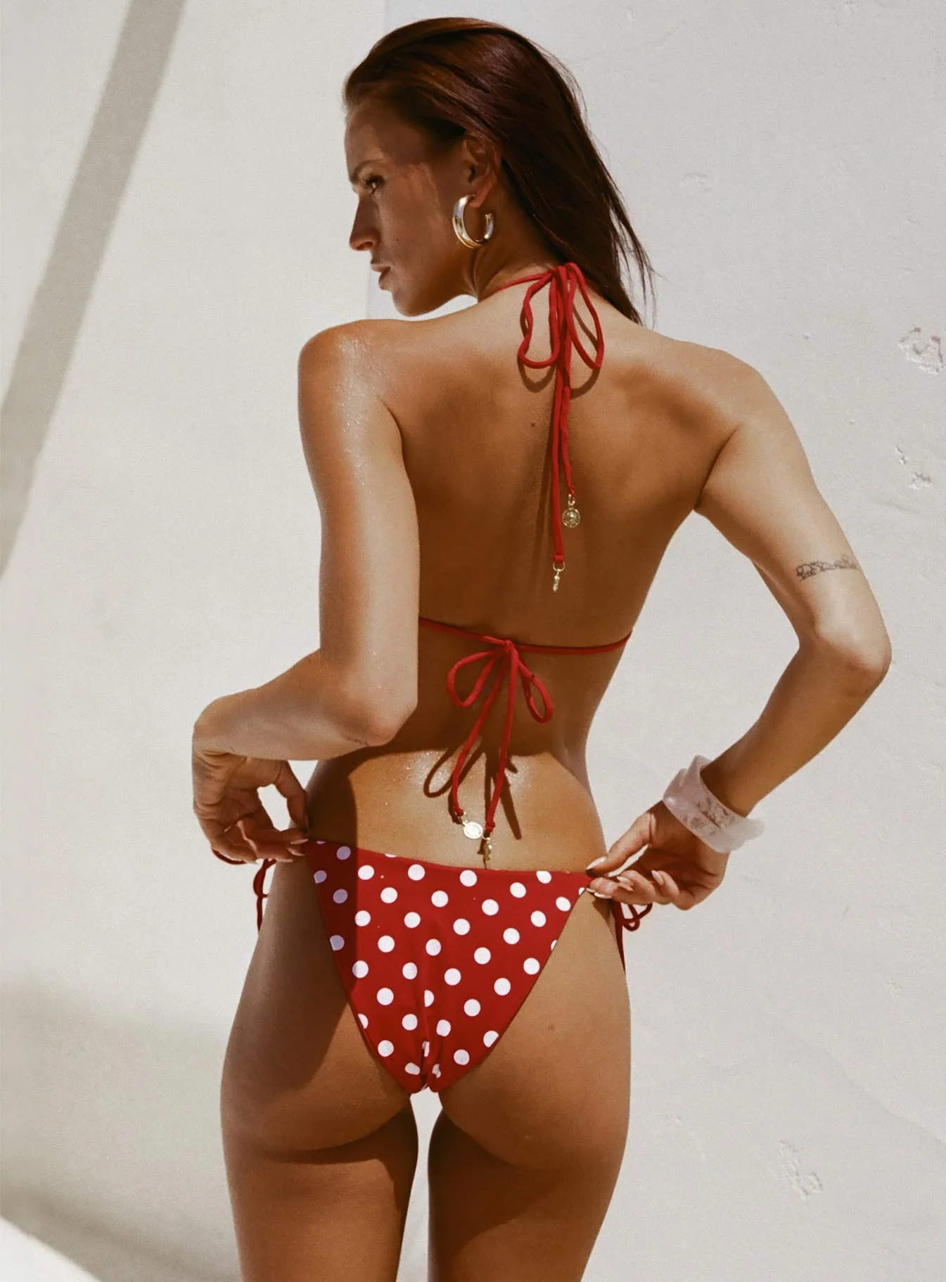 Glora Reversible Tie Side Bikini Bottoms Red Polka Dot sold by Princess Polly product image thumbnail 4