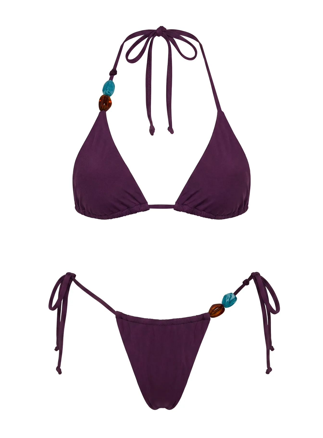 Glora Tie Side Beaded Bikini Bottoms Purple sold by Princess Polly product image thumbnail 5