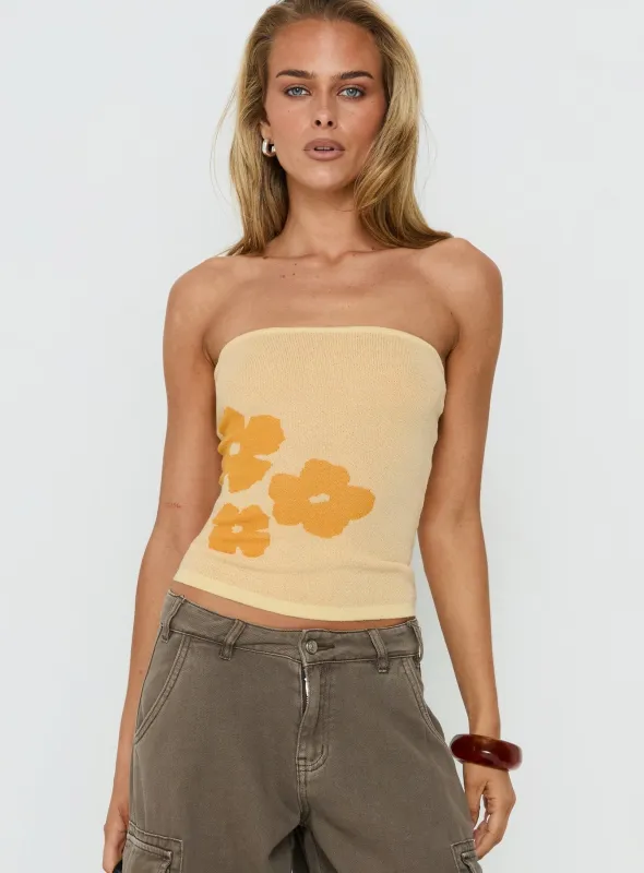 Ikani Strapless Knit Top Sorbet made by Princess Polly
