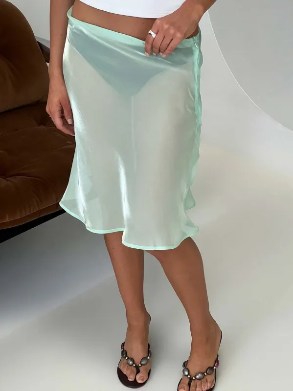 Sidori Sheer Midi Skirt Jelly Mint made by Princess Polly