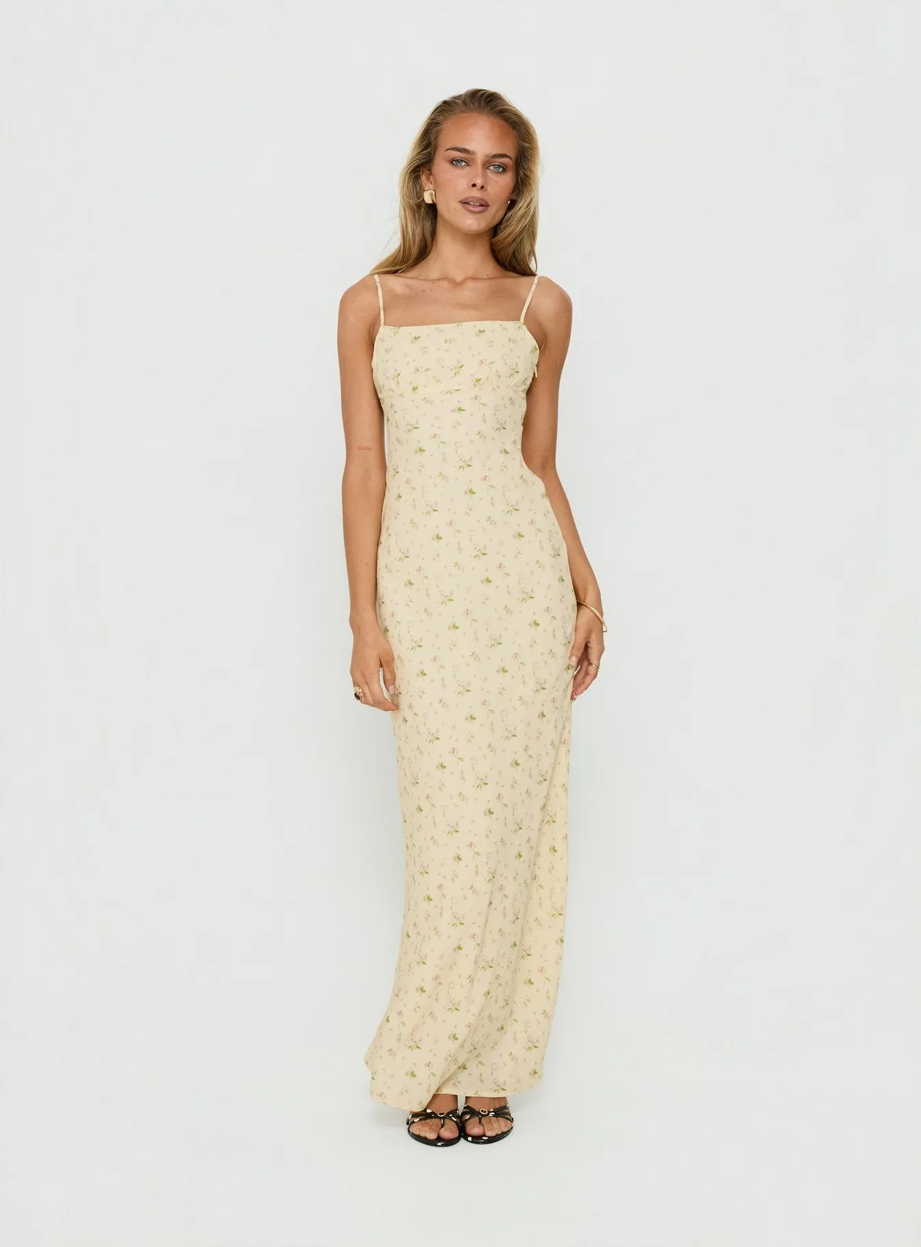 Alliza Square Neck Maxi Dress Yellow Floral sold by Princess Polly product image thumbnail 2
