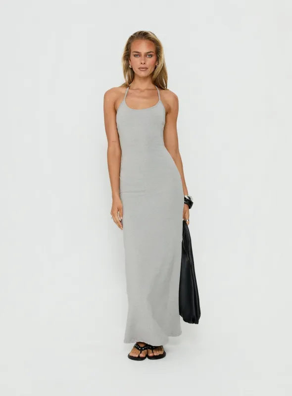 Chelsae Halter Maxi Dress Gray Marle made by Princess Polly
