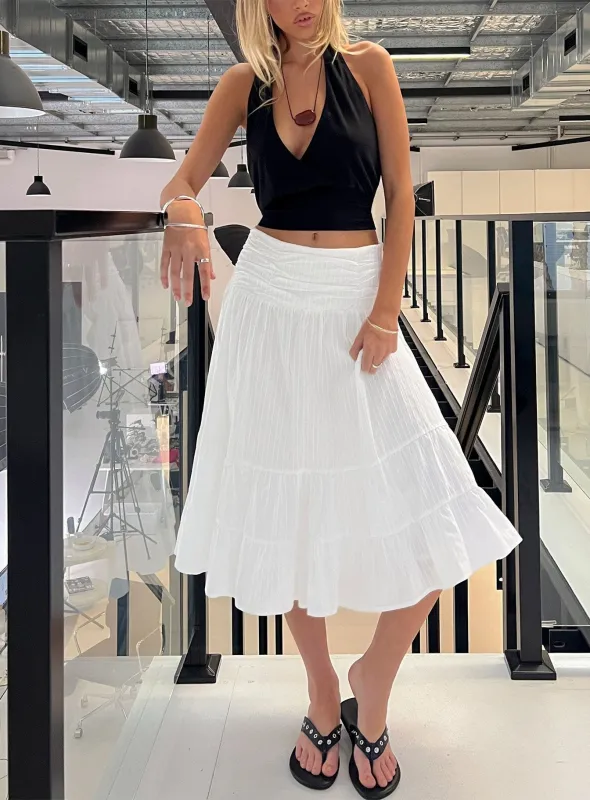 Silver Springs Midi Skirt White made by Princess Polly