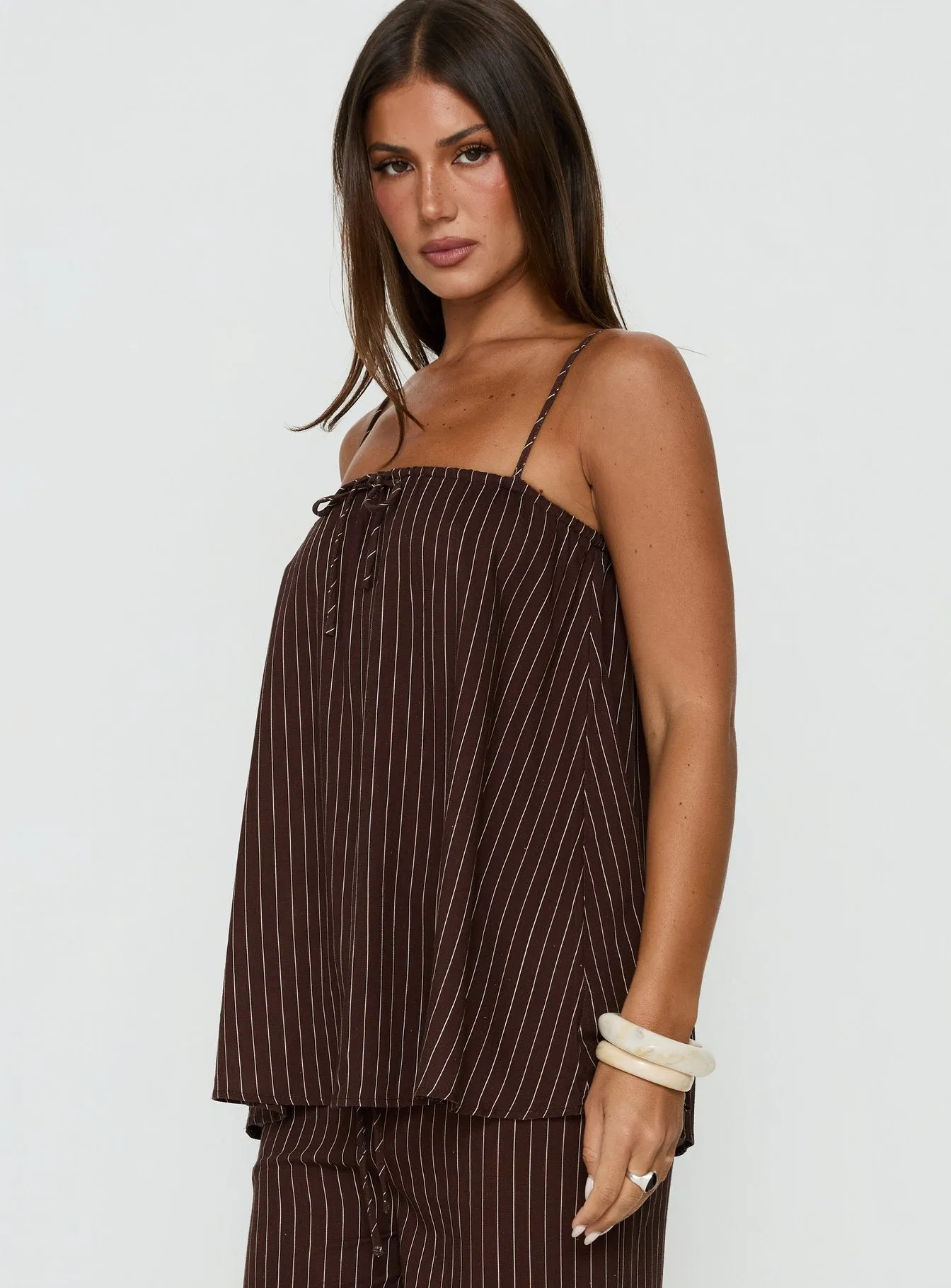 Amibella Boxy Cami Top Brown / Cream Stripe sold by Princess Polly product image thumbnail 3