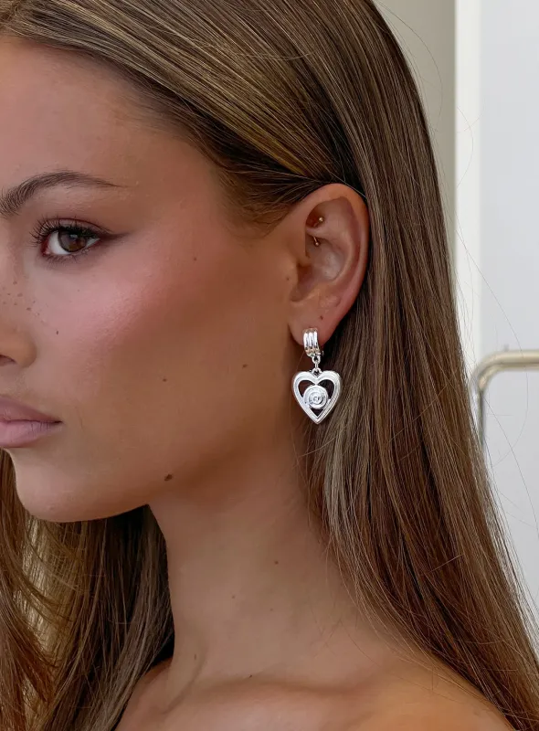 Giabella Heart Earrings Silver made by Princess Polly