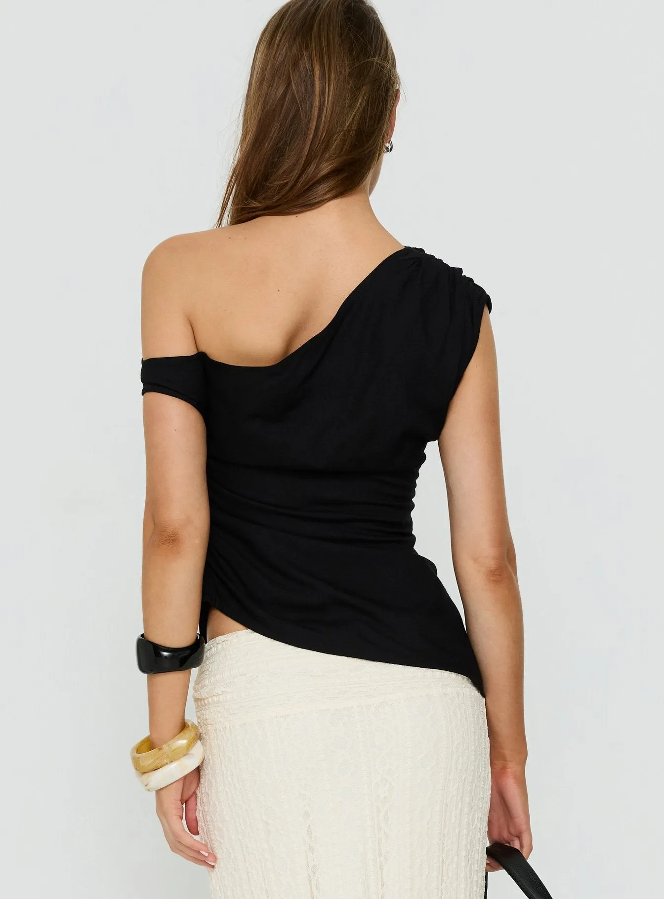 Kaylani One Shoulder Drape Top Black sold by Princess Polly product image thumbnail 5
