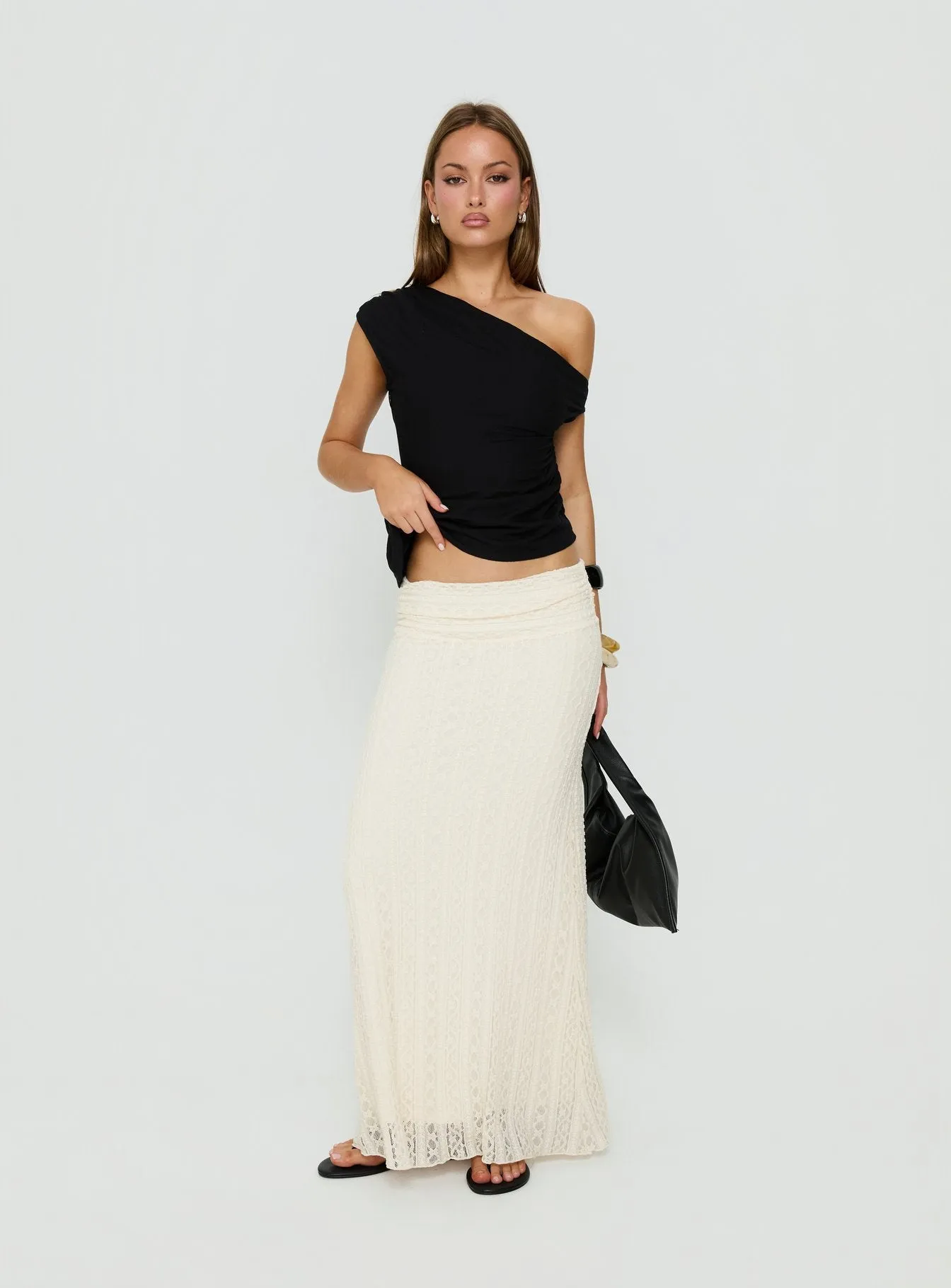 Kaylani One Shoulder Drape Top Black sold by Princess Polly product image thumbnail 3