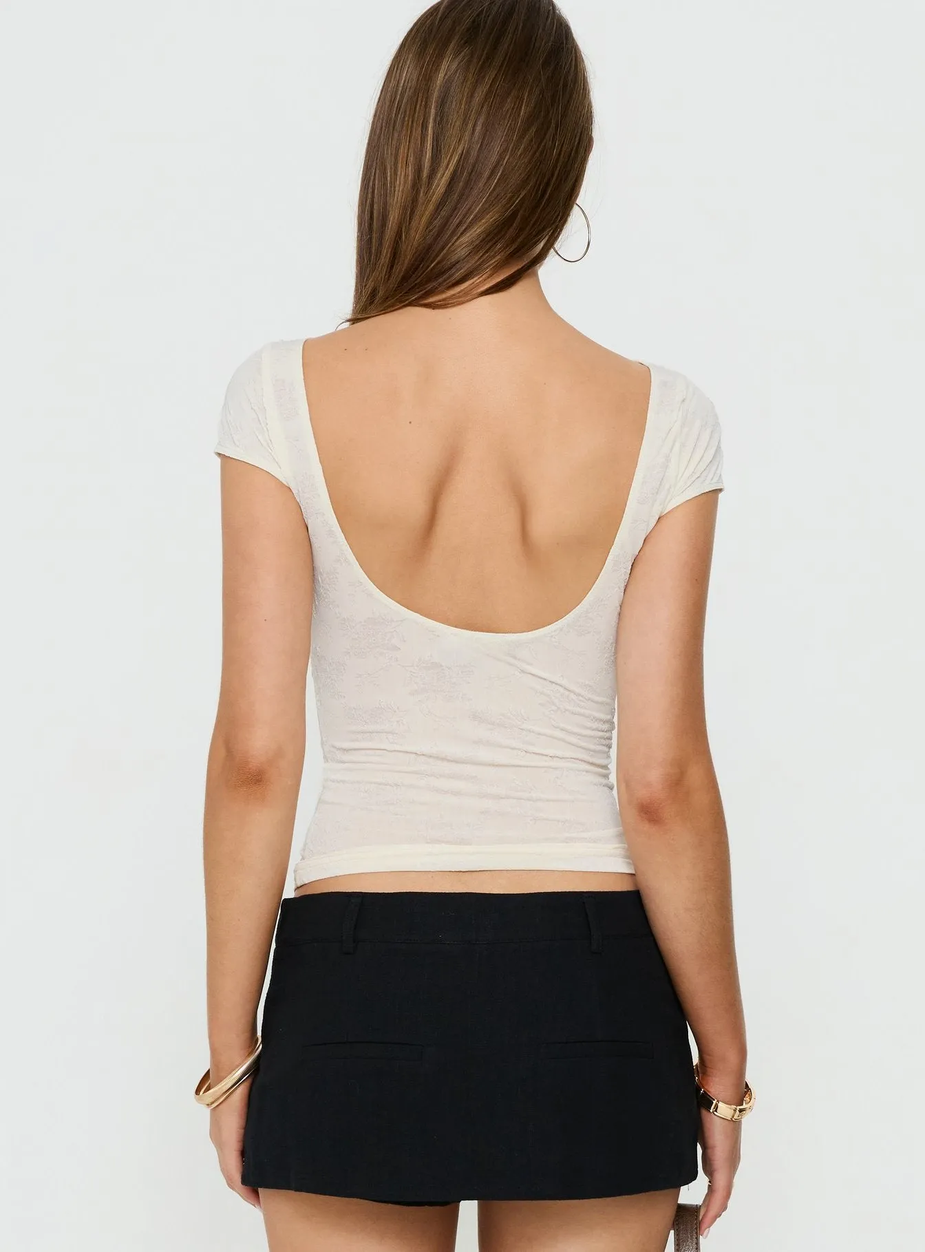 Korrine Off Shoulder Short Sleeve Lace Top Cream sold by Princess Polly product image thumbnail 5