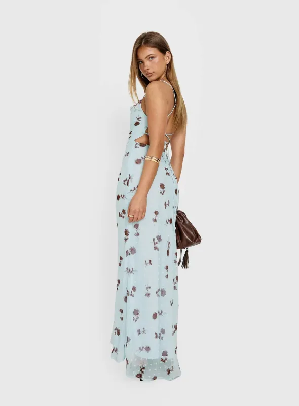 Celena Maxi Dress Blue Floral made by Princess Polly