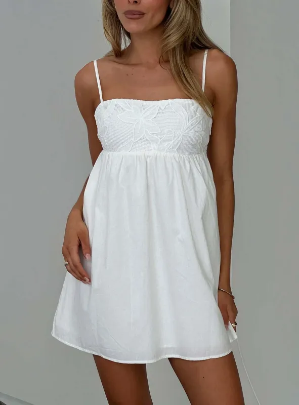 Naylani Embroidered Mini Dress White made by Princess Polly