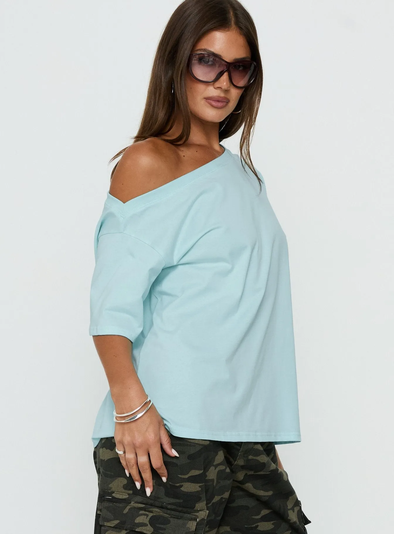 Settle Down One Shoulder Top Aqua sold by Princess Polly product image thumbnail 2
