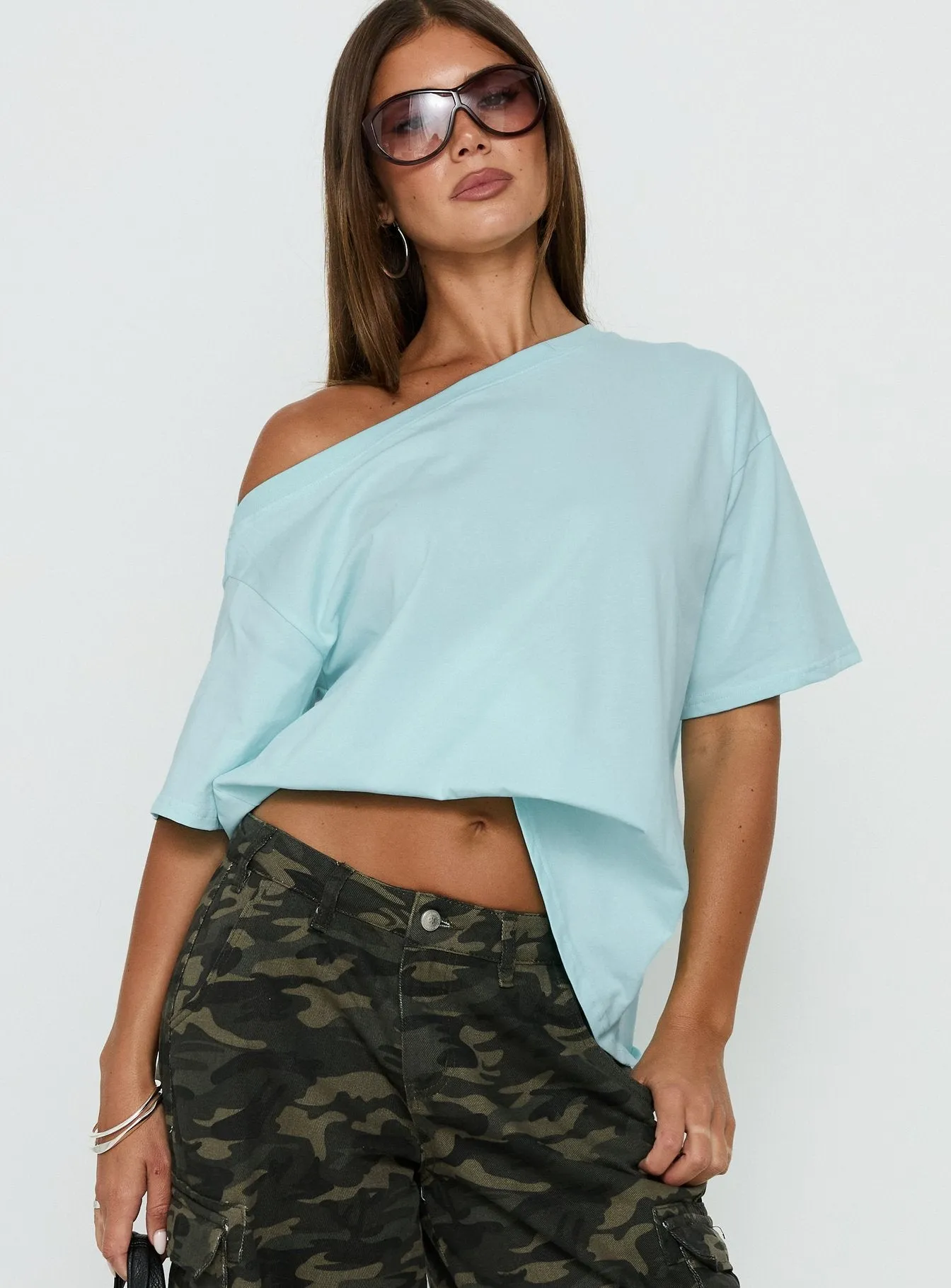Settle Down One Shoulder Top Aqua sold by Princess Polly product image thumbnail 4