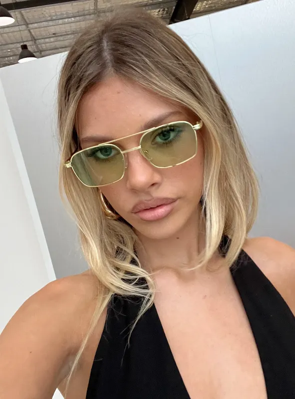 For The Plot Aviator Sunglasses Gold / Light Yellow made by Princess Polly