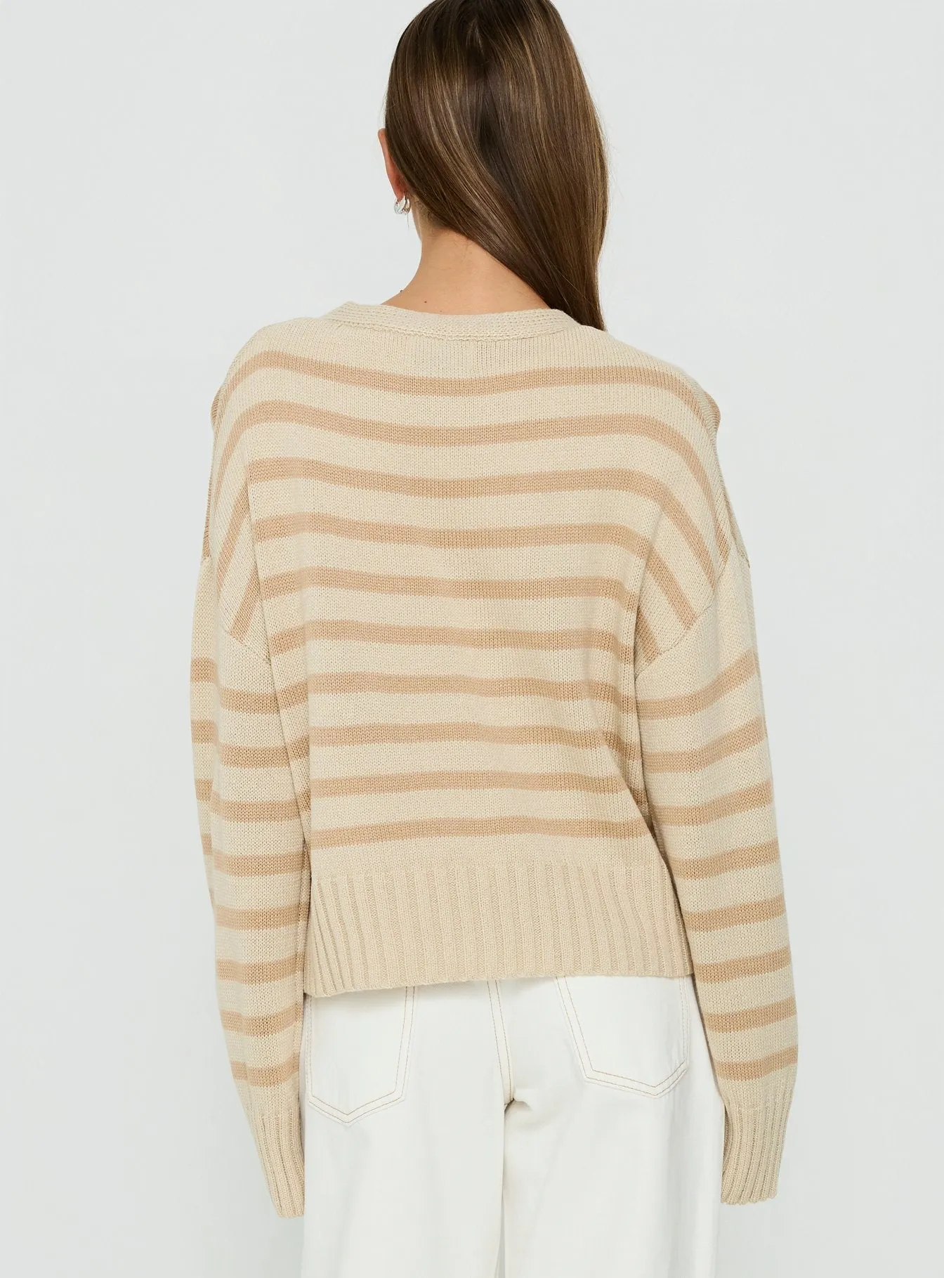 Karlson Striped Cardigan Beige Stripe sold by Princess Polly product image thumbnail 4
