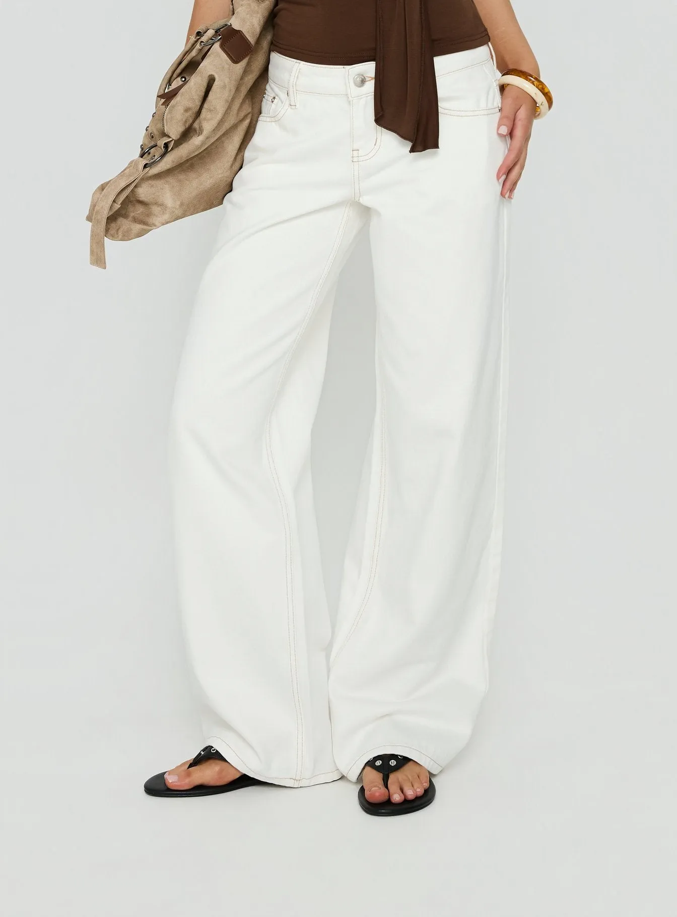 Tidal Wave Low Rise Straight Leg Jeans Cream sold by Princess Polly product image thumbnail 2