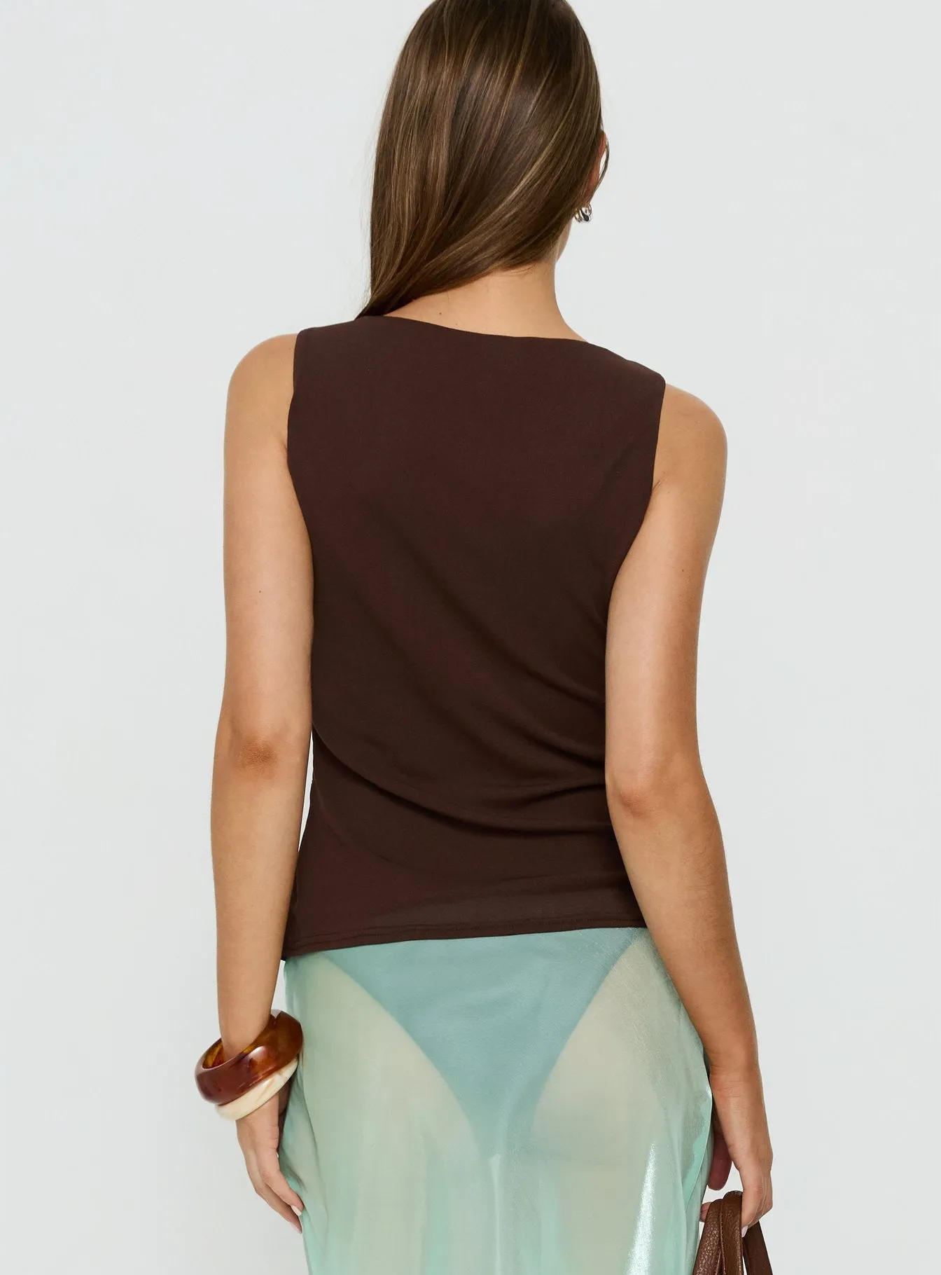 Spend The Night Embroidered Tank Top Chocolate Brown sold by Princess Polly product image thumbnail 5