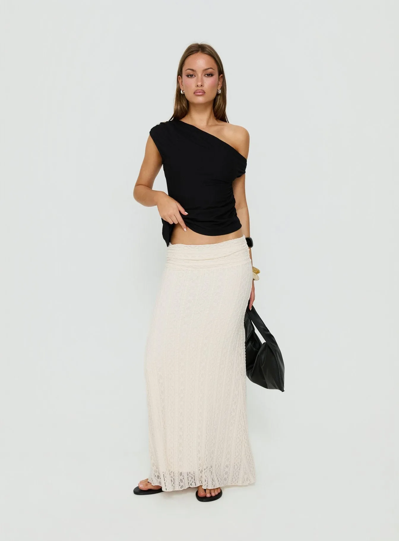 Katerine Ruched Lace Maxi Skirt Cream sold by Princess Polly product image thumbnail 3