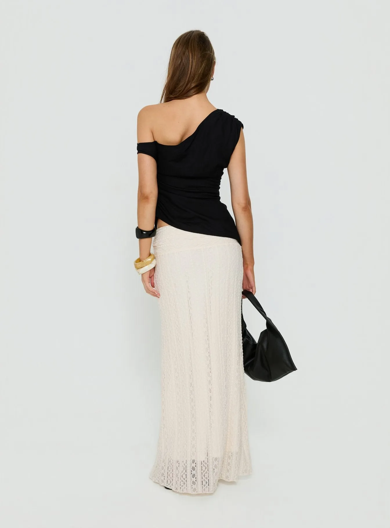 Katerine Ruched Lace Maxi Skirt Cream sold by Princess Polly product image thumbnail 5