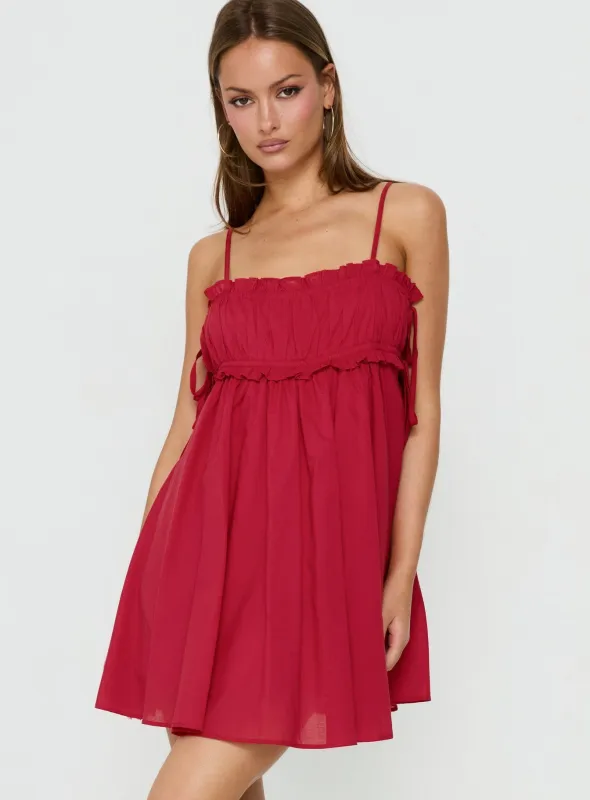 Beya Ruched Bust Mini Dress Red made by Princess Polly