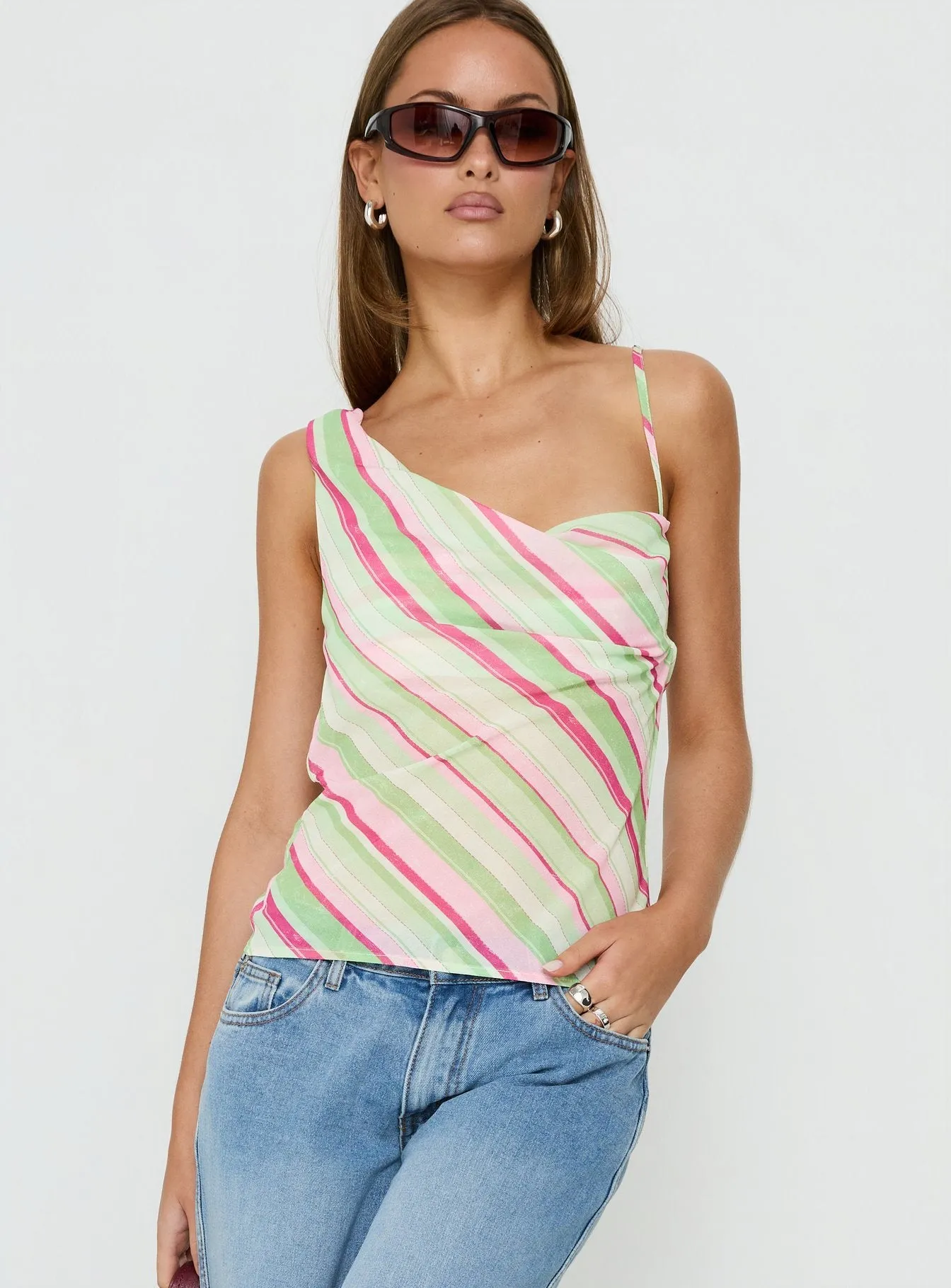 Winding Roads Layered Asymmetrical Top Multi Stripe sold by Princess Polly product image thumbnail 2