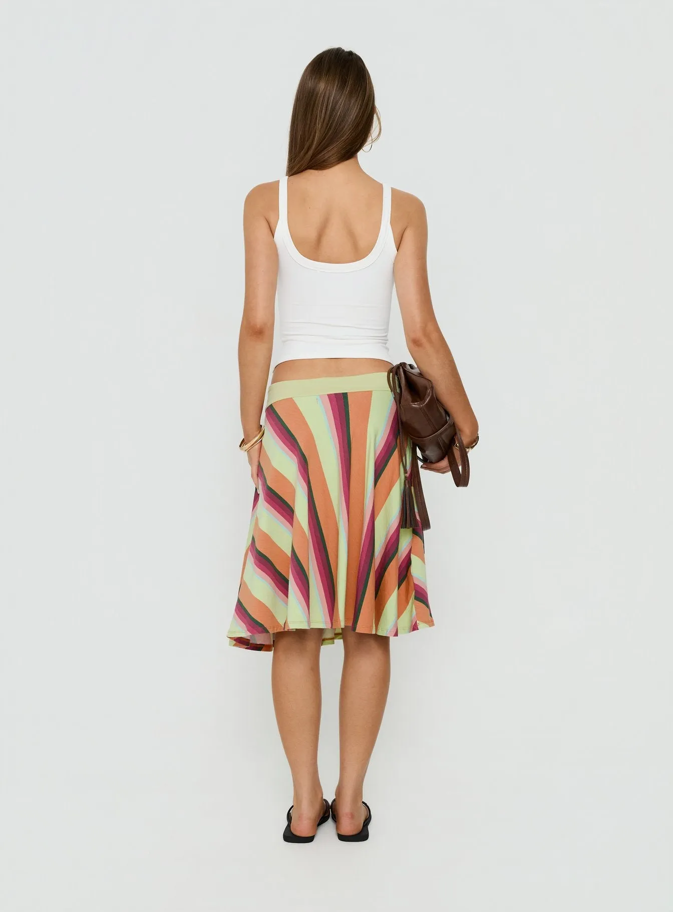 Eranza Midi Skirt Mixed Orange Stripe sold by Princess Polly product image thumbnail 5