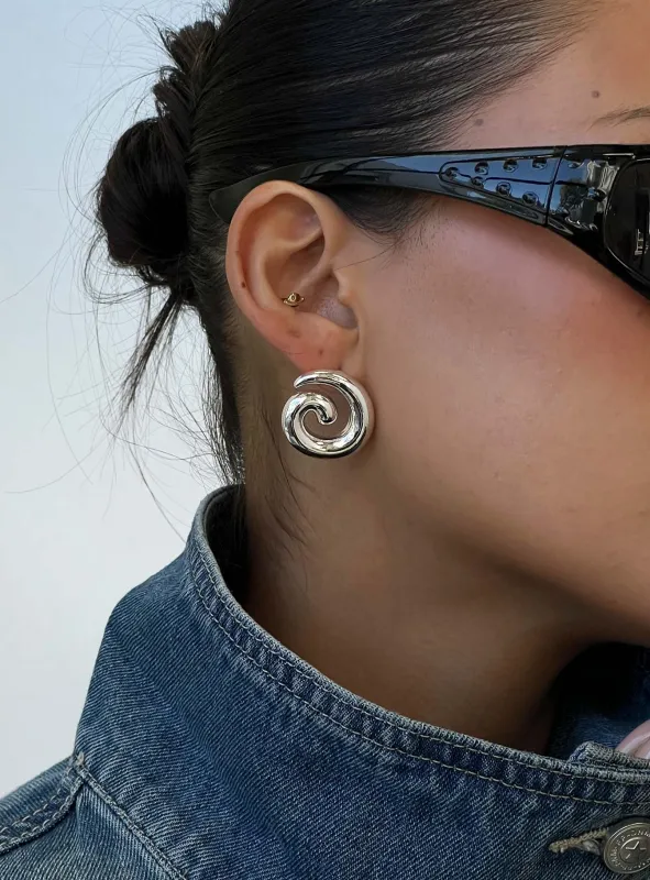 Sold On You Spiral Earrings Silver made by Princess Polly