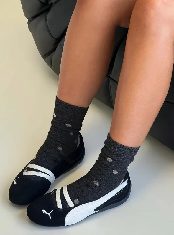 Safire Socks Grey / Beige Polka Dot made by Princess Polly