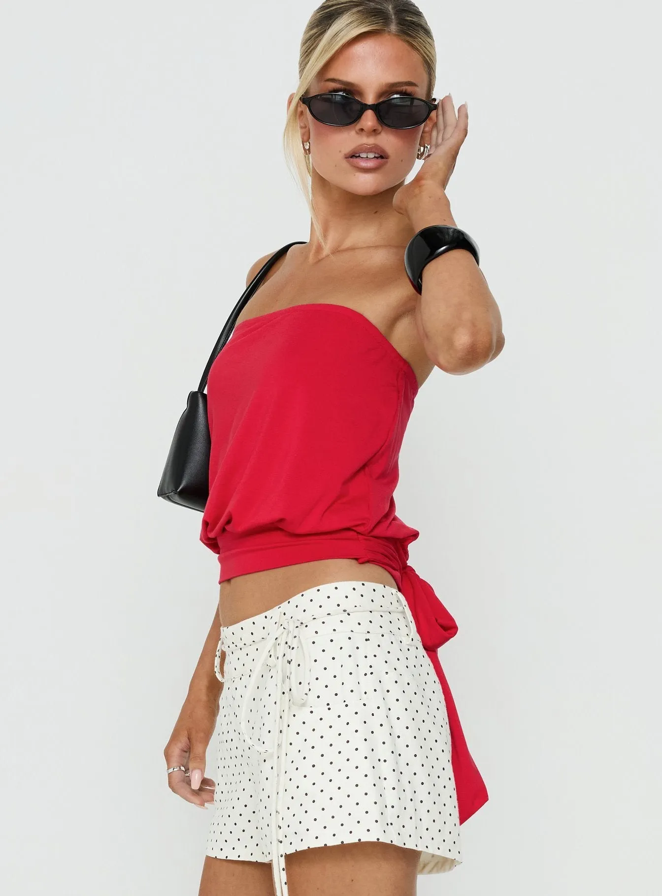 Wryn Strapless Blouson Tie Detail Top Red sold by Princess Polly product image thumbnail 4