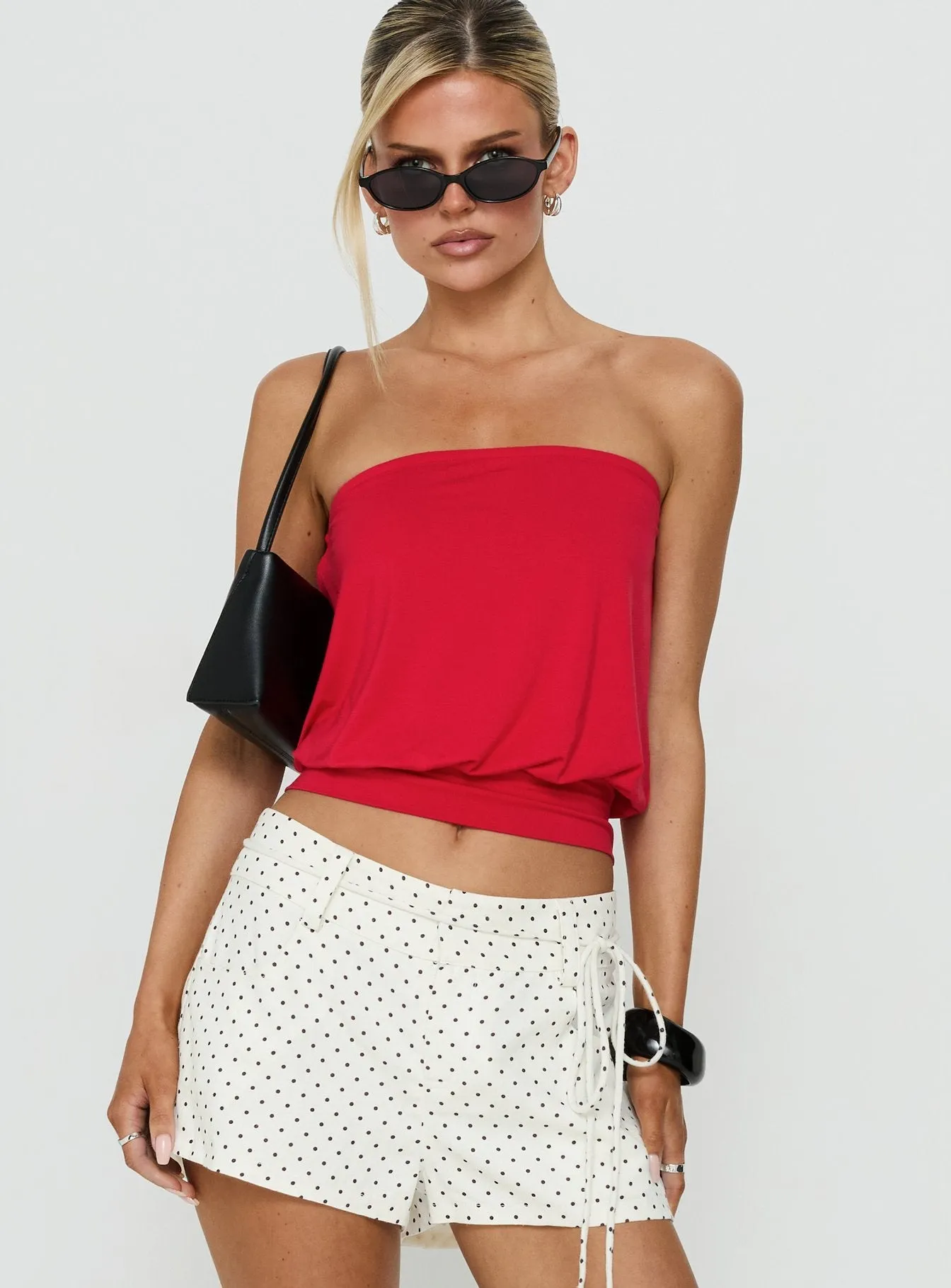 Wryn Strapless Blouson Tie Detail Top Red sold by Princess Polly product image thumbnail 2