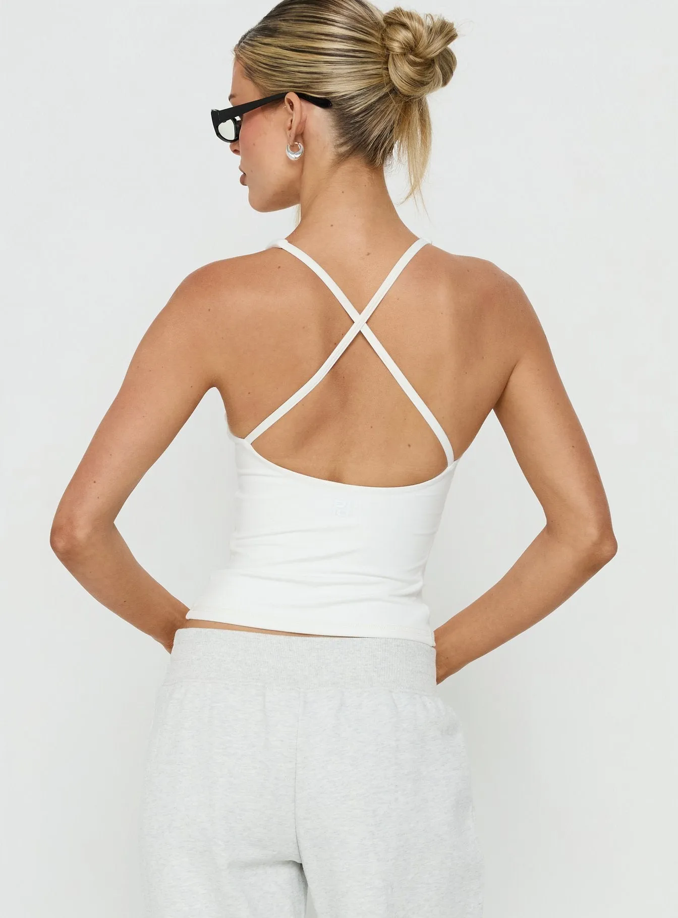 Pace Active Cross Back Tank Top White sold by Princess Polly product image thumbnail 2