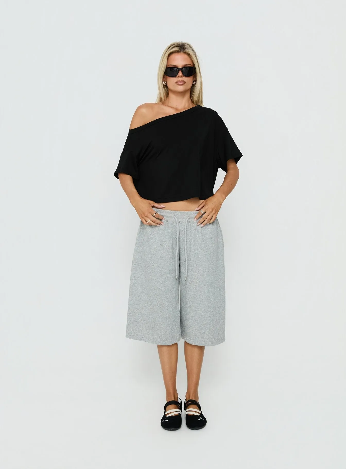 Bailea Off Shoulder Cropped Tee Black sold by Princess Polly product image thumbnail 3