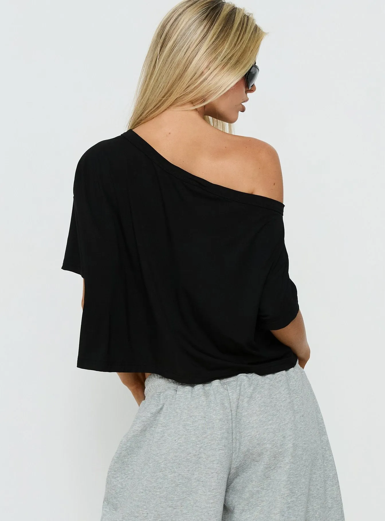 Bailea Off Shoulder Cropped Tee Black sold by Princess Polly product image thumbnail 5