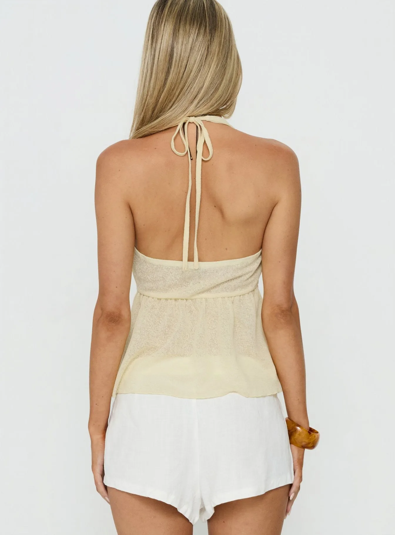 Billboards Floaty Halter Top Yellow sold by Princess Polly product image thumbnail 5